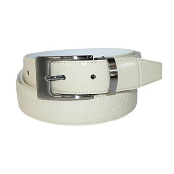 Ctm Leather Croc Print Dress Belt With Clamp On Buckle