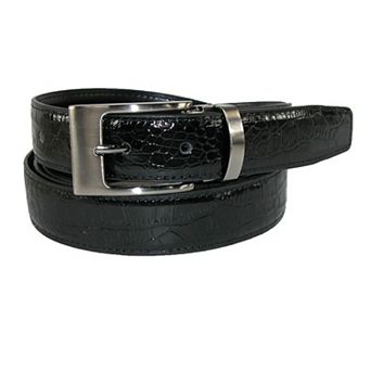 Ctm Leather Croc Print Dress Belt With Clamp On Buckle