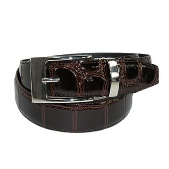 Ctm Leather Croc Print Dress Belt With Clamp On Buckle