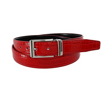 Ctm Leather Croc Print Dress Belt With Clamp On Buckle