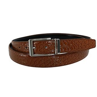 Ctm Leather Croc Print Dress Belt With Clamp On Buckle