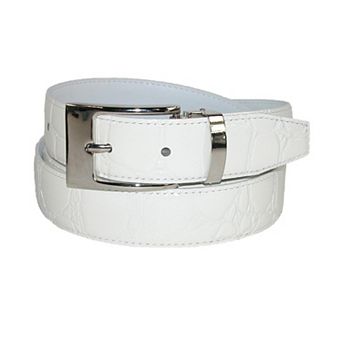 Ctm Leather Croc Print Dress Belt With Clamp On Buckle
