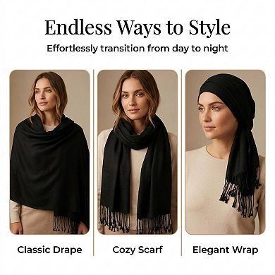 CTM Women's Classic Pashmina Style Shawl Wraps