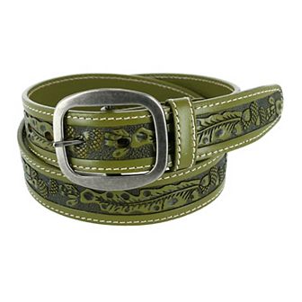 Ctm Leather Western Embossed Belt With Removable Buckle