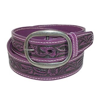 Ctm Leather Western Embossed Belt With Removable Buckle