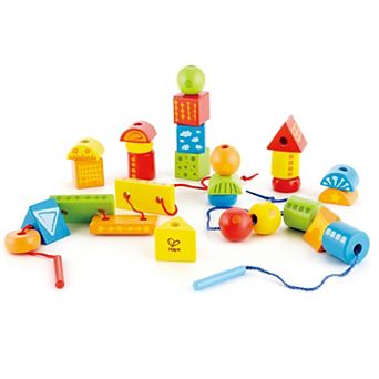 Hape String-Along Shapes 32 pc Classic Wooden Block Stacking Game