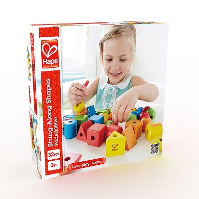 Hape String-Along Shapes 32 Piece Classic Wooden Block Stacking Game