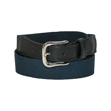 Boston Leather Men's Big & Tall Cotton Web Belt with Leather Tabs