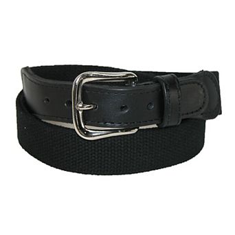 Boston Leather Men's Big & Tall Cotton Web Belt With Leather Tabs