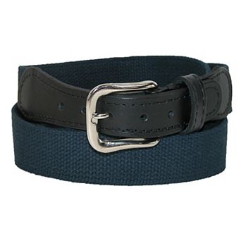 Boston Leather Men's Big & Tall Cotton Web Belt With Leather Tabs
