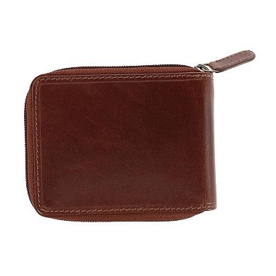 Men's Leather Zip-around Wallet With Removable Id Holder