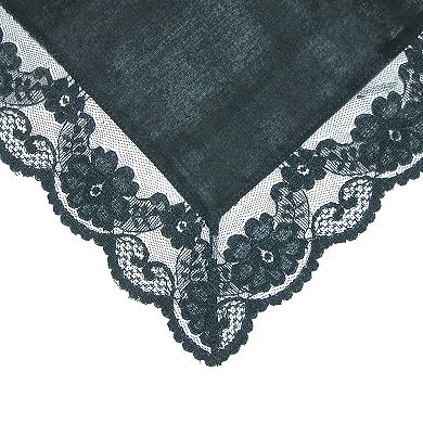 CTM Women's Cotton Black Fairy Lace Handkerchief