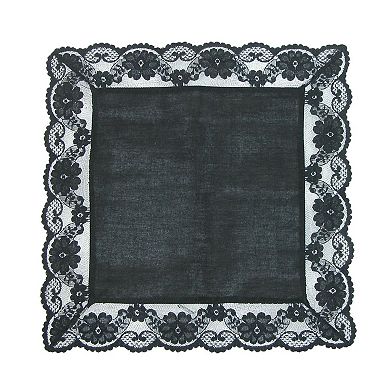 CTM Women's Cotton Black Fairy Lace Handkerchief