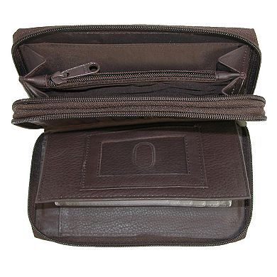 Leather Double Zippered Checkbook Cover Wallet