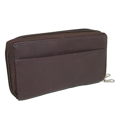 Paul & Taylor Leather Double Zippered Checkbook Cover Wallet