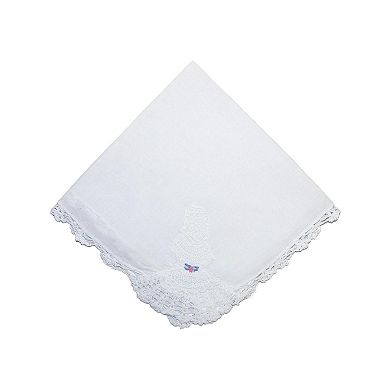 CTM Women's Cotton Crinoline Lady Lace Handkerchief