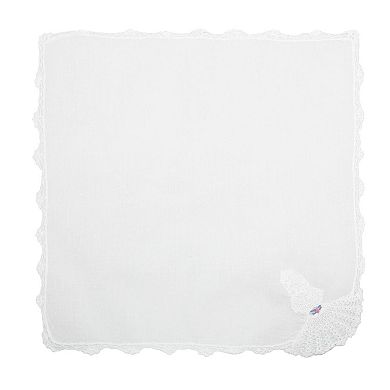 CTM Women's Cotton Crinoline Lady Lace Handkerchief