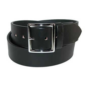 Boston Leather Men's Leather Garrison Belt With Hidden Elastic Stretch