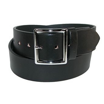 Boston Leather Men's Leather Garrison Belt With Hidden Elastic Stretch