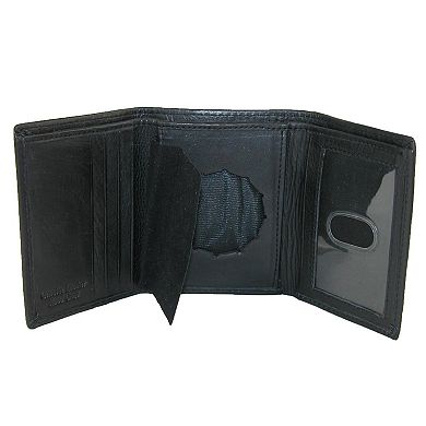 Men's Leather Badge Holder Trifold Wallet