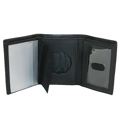 Men's Leather Badge Holder Trifold Wallet