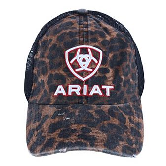 Ariat Women's Leopard Distressed Pony Flo Cap