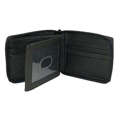 Men's Leather Zip Around Bifold Id Wallet