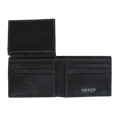 Steve Madden Men's Antiqued Leather Passcase Wallet