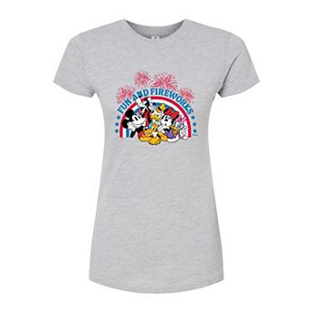 Disney's Mickey Mouse & Friends Juniors' Fun & Fireworks Fitted Tee