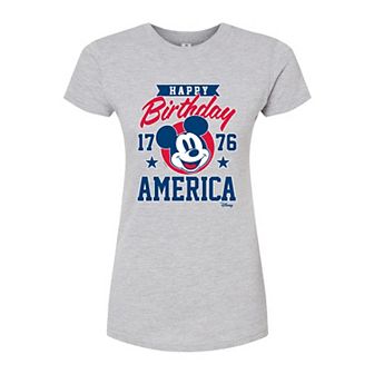 Disney's Mickey Mouse Juniors' Happy Birthday America Fitted Tee
