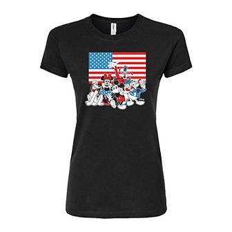 Disney's Mickey Mouse & Friends Juniors' Flag Fitted Tee