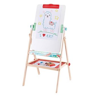 Hape Standing Double-Sided Chalk Blackboard & Marker Whiteboard Flip Flat Easel