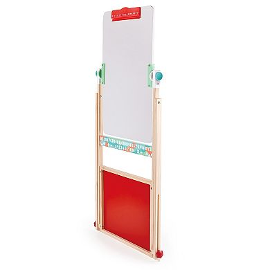 Hape Standing Double-Sided Chalk Blackboard & Marker Whiteboard Flip Flat Easel