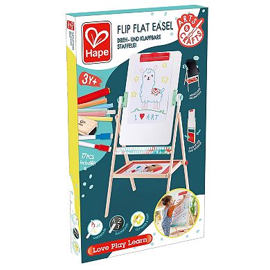 Hape Standing Double-Sided Chalk Blackboard & Marker Whiteboard Flip Flat Easel
