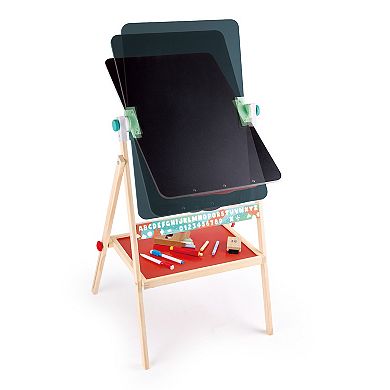 Hape Standing Double-Sided Chalk Blackboard & Marker Whiteboard Flip Flat Easel