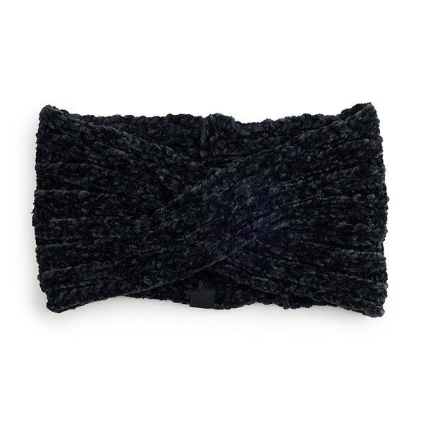 Women's Cuddl Duds Chenille Twisted Headband - Black