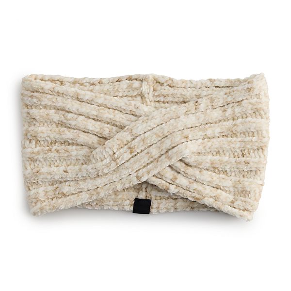 Women's Cuddl Duds Chenille Twisted Headband - Oatmeal