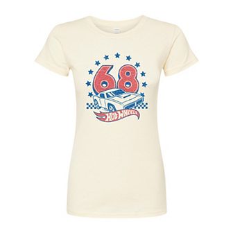 Junior's Hot Wheels 68 Patriotic Car Lights Fitted Tee