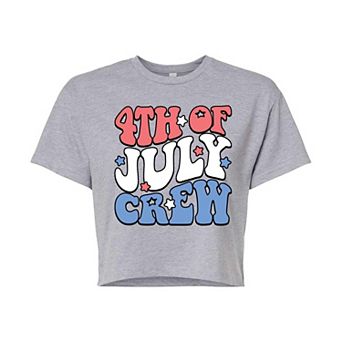 Juniors' Fourth Of July Crew Cropped Graphic Tee