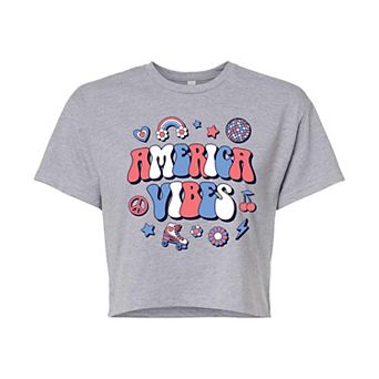 Juniors' America Vibes Cropped Graphic Tee
