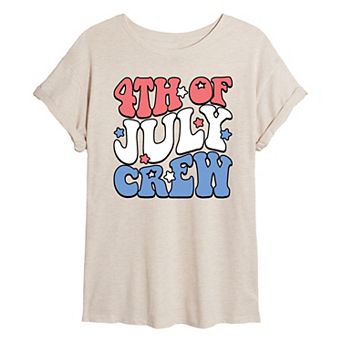 Juniors' Fourth Of July Crew Oversized Tee