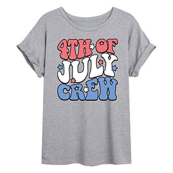 Juniors' Fourth Of July Crew Oversized Tee