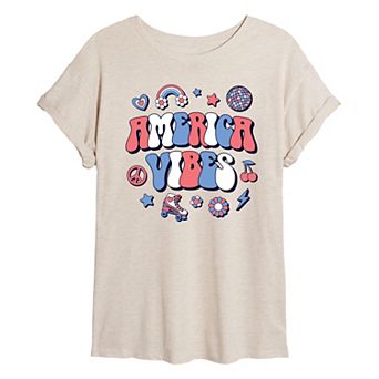 Juniors' America Vibes Oversized Tee