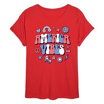 Juniors' America Vibes Oversized Tee