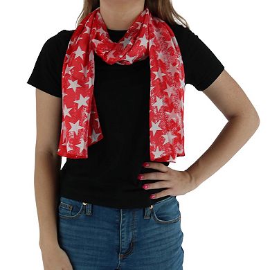 Ctm Women's Patriotic Star Print Lightweight Scarf