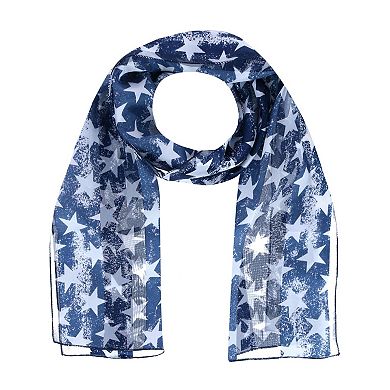 Ctm Women's Patriotic Star Print Lightweight Scarf