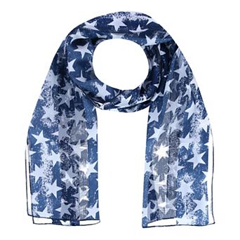 Ctm Women's Patriotic Star Print Lightweight Scarf