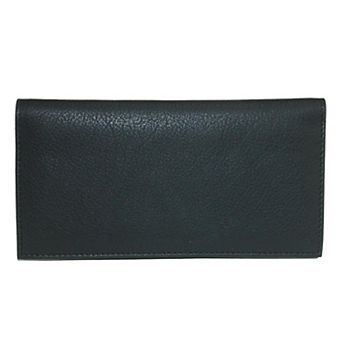 Leather Solid Color Checkbook Cover Wallet