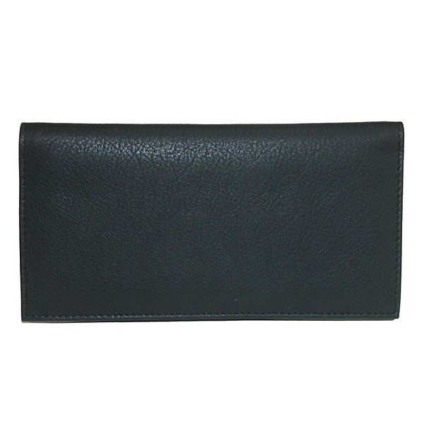 Leather Solid Color Checkbook Cover Wallet