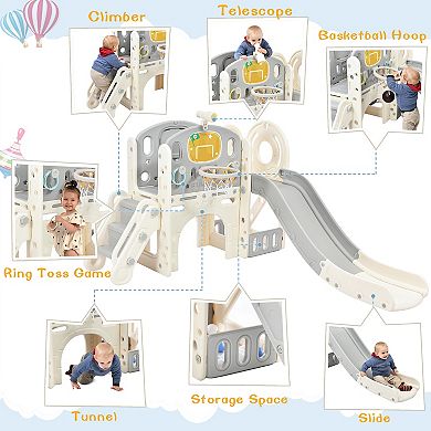 Merax Kids Slide Playset Structure,freestanding Castle Climbing Crawling Playhouse With Slide